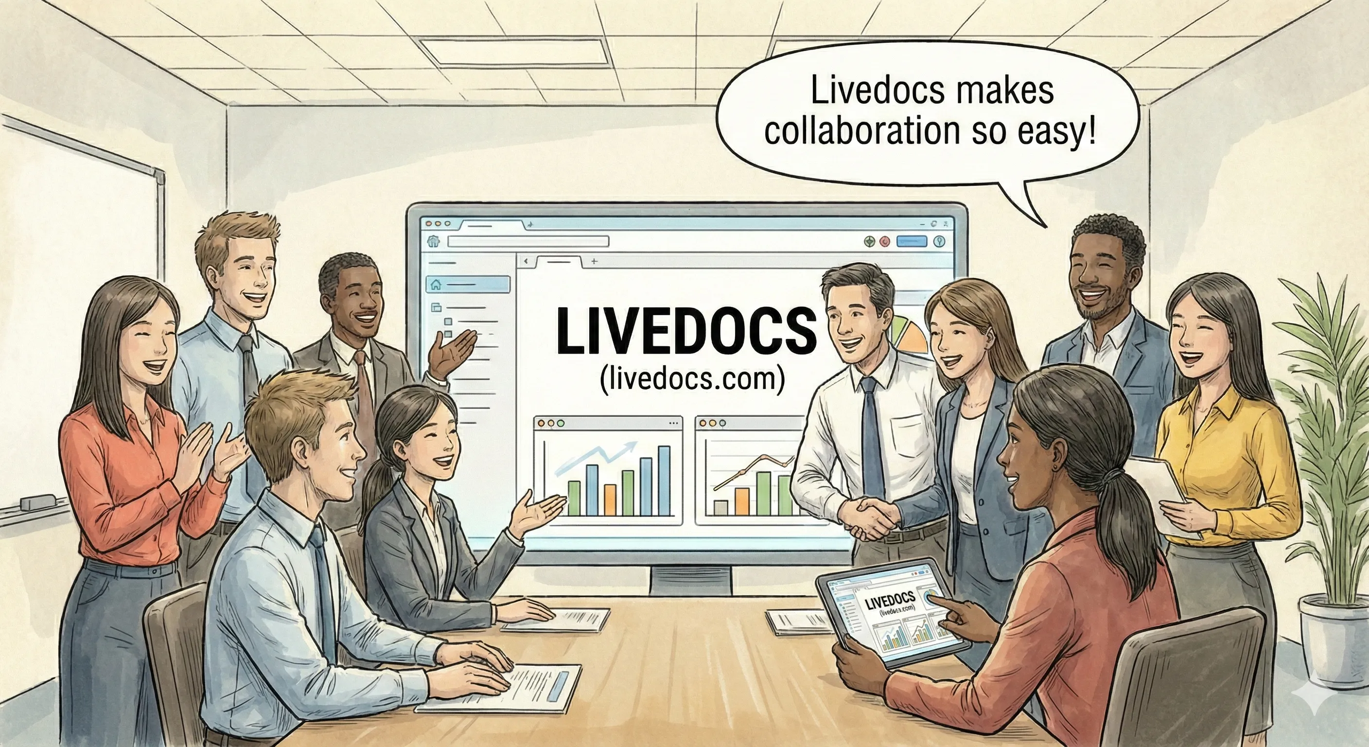 Happy business teams with livedocs